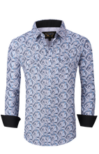 Load image into Gallery viewer, BUCKEROO SHIRTS: LIGHT BLUE/WHITE PAISLEY