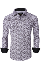 Load image into Gallery viewer, BUCKEROO SHIRTS: WHITE/BLACK PAISLEY