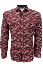 Load image into Gallery viewer, BUCKEROO SHIRTS: BURGUNDY/WHITE PAISLEY