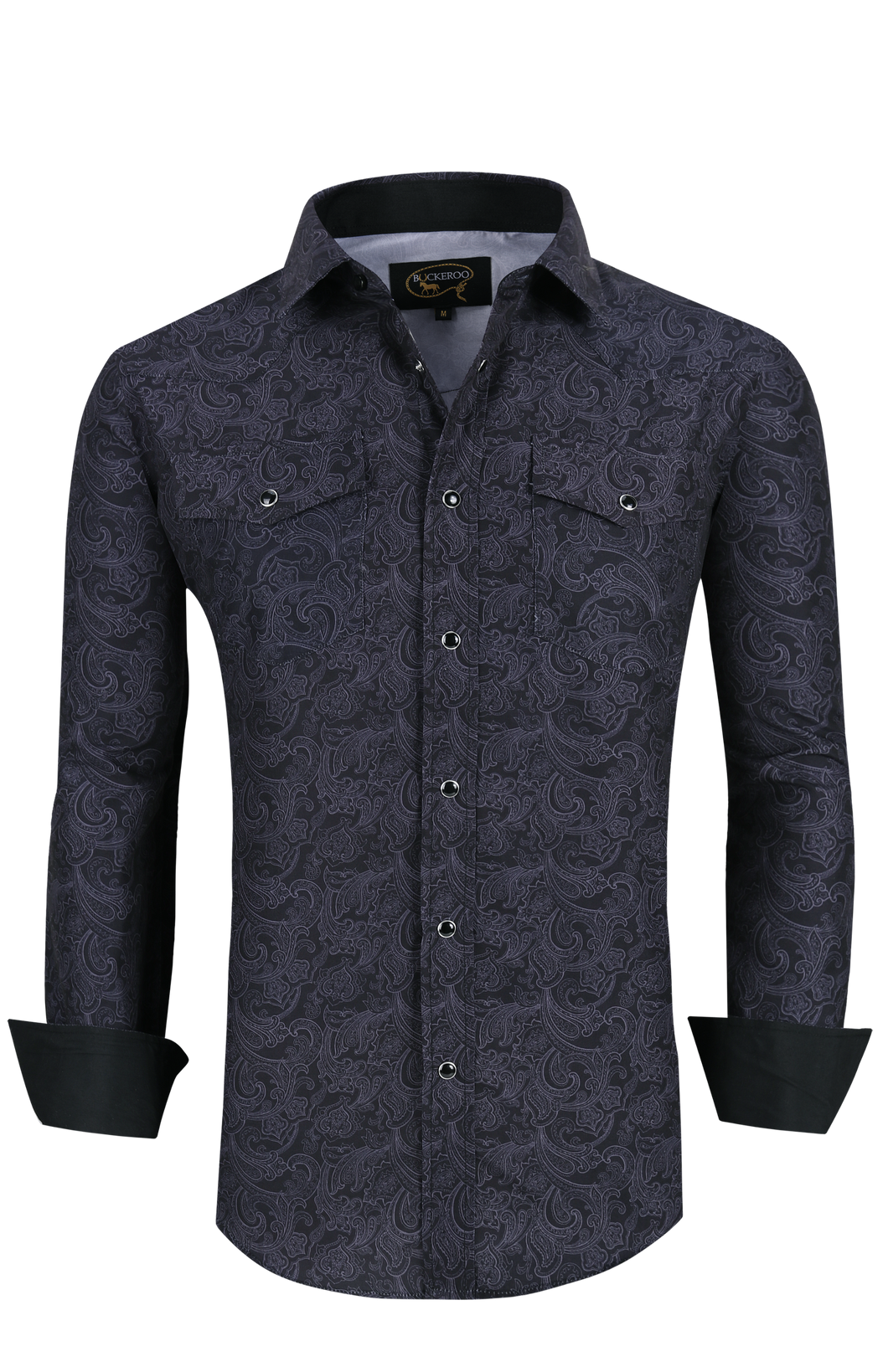 BUCKEROO SHIRTS: BLACK/CHARCOAL PAISLEY