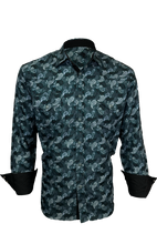Load image into Gallery viewer, BUCKEROO SHIRTS: GREEN/WHITE PAISLEY
