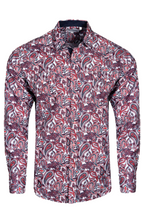 Load image into Gallery viewer, BUCKEROO SHIRTS: WHITE/RED PAISLEY

