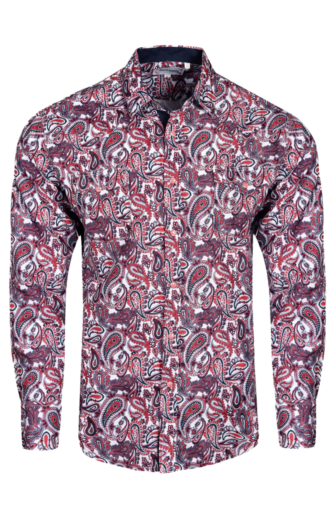 BUCKEROO SHIRTS: WHITE/RED PAISLEY