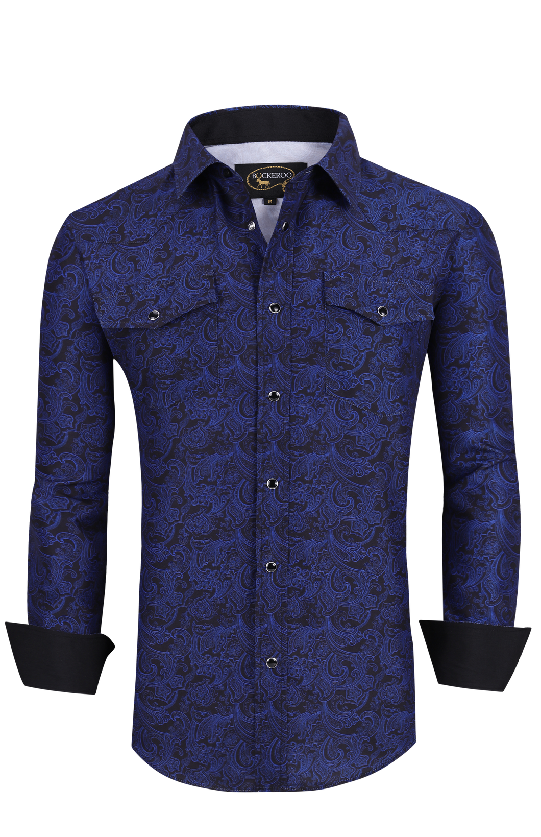 BUCKEROO SHIRTS: BLACK/BLUE PAISLEY