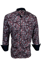 Load image into Gallery viewer, BUCKEROO SHIRTS: WHITE/RED PAISLEY
