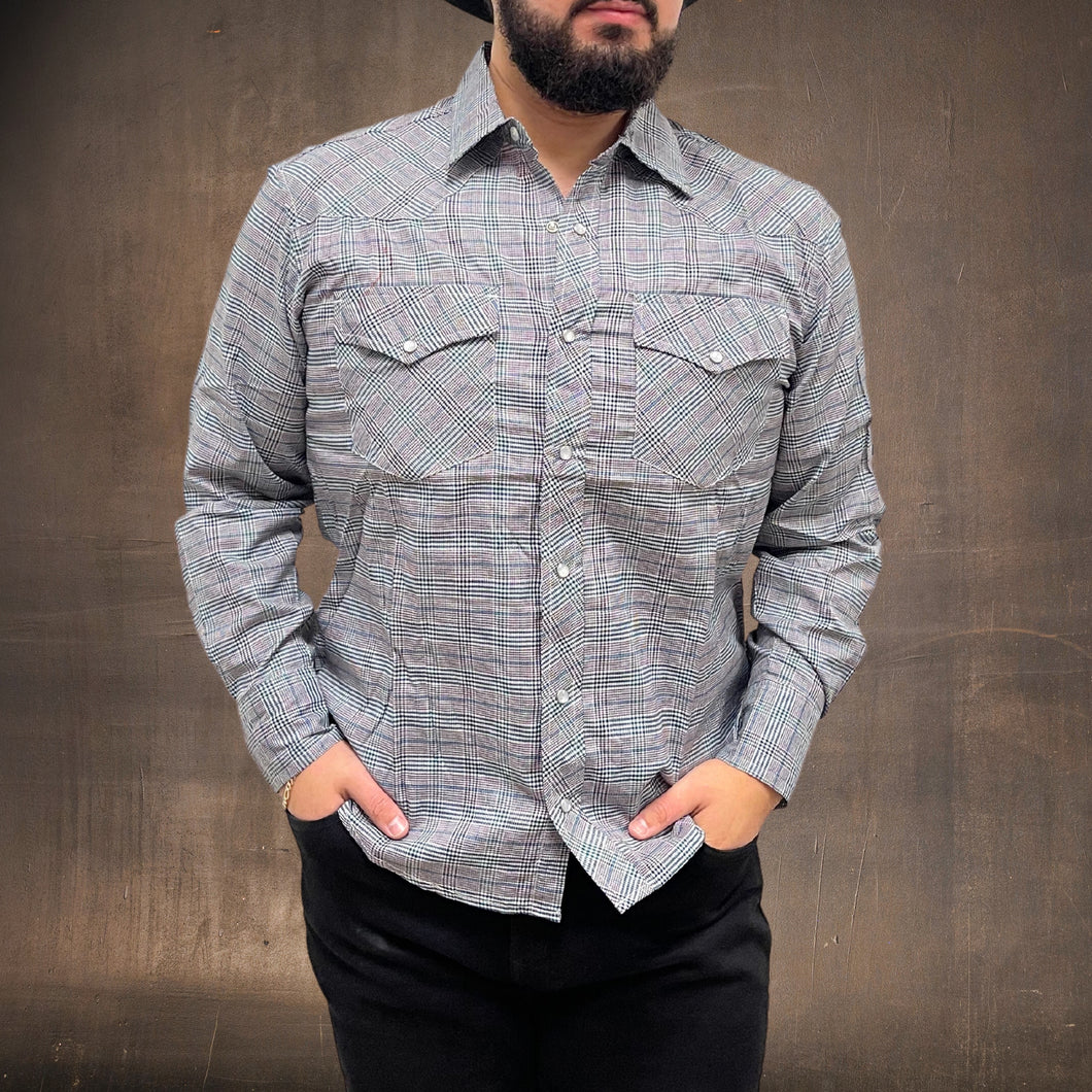 RODEO WESTERN SHIRTS: GREY GREEN PLAID