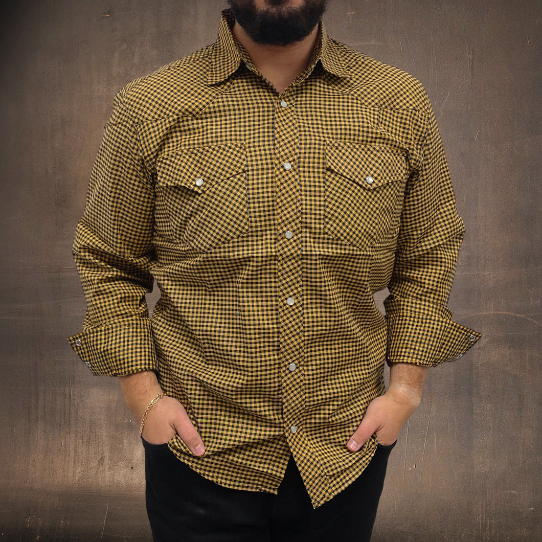 RODEO WESTERN SHIRTS: GOLD BROWN PLAID