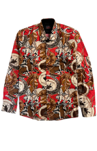 Load image into Gallery viewer, Men&#39;s RODEO WESTERN COUNTRY FASHION GLADIATOR RED BROWN BUTTON UP Shirt Lucky Cowboy
