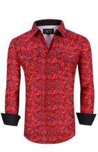 Load image into Gallery viewer, BUCKEROO SHIRTS: RED/BLACK PAISLEY
