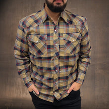 Load image into Gallery viewer, RODEO WESTERN SHIRTS: BROWN NAVY PLAID

