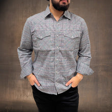 Load image into Gallery viewer, RODEO WESTERN SHIRTS: GREY GREEN PLAID
