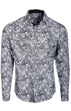 Load image into Gallery viewer, BUCKEROO SHIRTS: WHITE/BLACK PAISLEY
