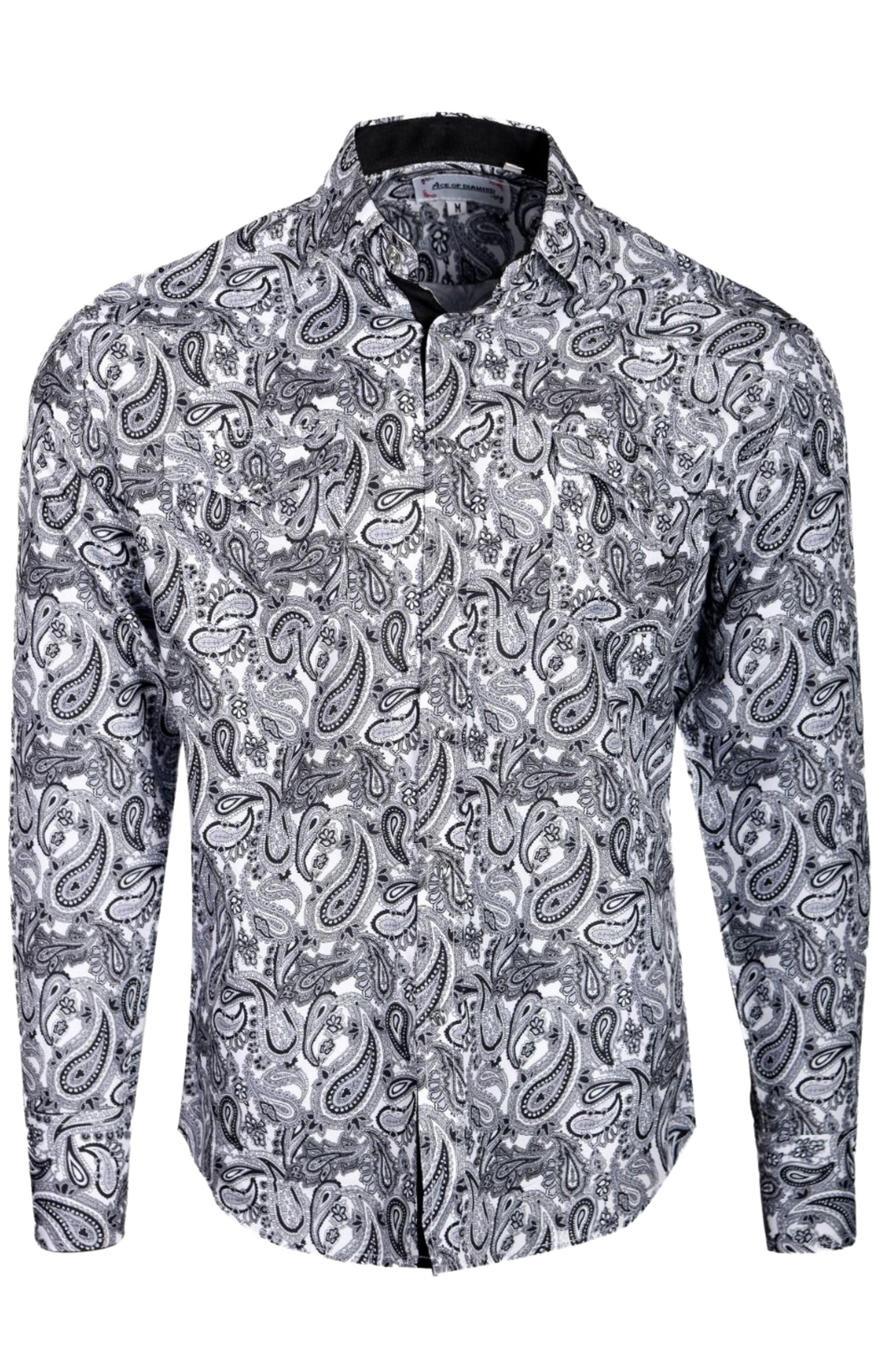 BUCKEROO SHIRTS: WHITE/BLACK PAISLEY