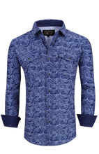 Load image into Gallery viewer, BUCKEROO SHIRTS: NAVY/WHITE PAISLEY
