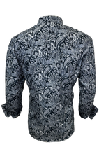 Load image into Gallery viewer, BUCKEROO SHIRTS: NAVY BLUE/WHITE PAISLEY
