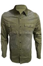 Load image into Gallery viewer, BUCKEROO SHIRTS: SLIM FIT ARMY GREEN DENIM PEARL SNAP SHIRT
