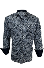 Load image into Gallery viewer, BUCKEROO SHIRTS: NAVY BLUE/WHITE PAISLEY
