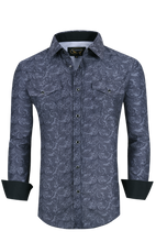 Load image into Gallery viewer, BUCKEROO SHIRTS: GREY/BLACK PAISLEY
