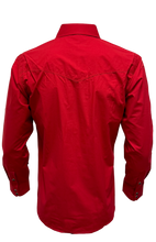 Load image into Gallery viewer, BUCKEROO SHIRTS: RED BLACK COWBOY PEARL SNAP
