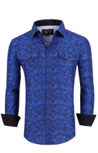 Load image into Gallery viewer, BUCKEROO SHIRTS: BLUE/BLACK PAISLEY
