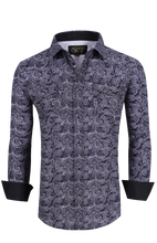 Load image into Gallery viewer, BUCKEROO SHIRTS: BLACK/WHITE PAISLEY
