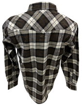 Load image into Gallery viewer, Men&#39;s RODEO WESTERN COUNTRY BROWN GREY PLAID PEARL SNAP UP BUTTONS TWO FRONT POCKETS Shirt Lucky Cowboy
