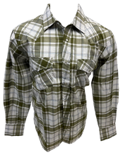 Load image into Gallery viewer, Men&#39;s RODEO WESTERN COUNTRY GREEN WHITE PLAID PEARL SNAP UP BUTTONS TWO FRONT POCKETS Shirt Lucky Cowboy
