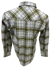 Load image into Gallery viewer, Men&#39;s RODEO WESTERN COUNTRY GREEN WHITE PLAID PEARL SNAP UP BUTTONS TWO FRONT POCKETS Shirt Lucky Cowboy
