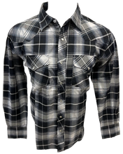 Load image into Gallery viewer, Men&#39;s RODEO WESTERN COUNTRY NAVY BLUE GREY PLAID PEARL SNAP UP BUTTONS TWO FRONT POCKETS Shirt Lucky Cowboy
