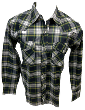 Load image into Gallery viewer, Men&#39;s RODEO WESTERN COUNTRY NAVY BLUE GREEN PLAID PEARL SNAP UP BUTTONS TWO FRONT POCKETS Shirt Lucky Cowboy
