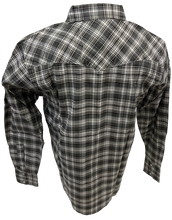 Load image into Gallery viewer, Men&#39;s RODEO WESTERN COUNTRY GREY WHITE PLAID PEARL SNAP UP BUTTONS TWO FRONT POCKETS Shirt Lucky Cowboy
