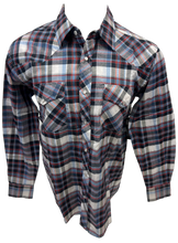 Load image into Gallery viewer, Men&#39;s RODEO WESTERN COUNTRY BLUE RED PLAID PEARL SNAP UP BUTTONS TWO FRONT POCKETS Shirt Lucky Cowboy

