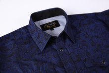 Load image into Gallery viewer, BUCKEROO SHIRTS: BLACK/BLUE PAISLEY
