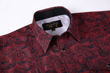 Load image into Gallery viewer, BUCKEROO SHIRTS: BLACK/RED PAISLEY
