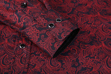 Load image into Gallery viewer, BUCKEROO SHIRTS: BLACK/RED PAISLEY
