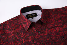 Load image into Gallery viewer, BUCKEROO SHIRTS: BURGUNDY/BLACK PAISLEY
