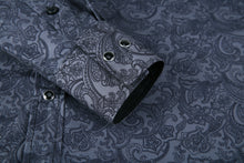 Load image into Gallery viewer, BUCKEROO SHIRTS: GREY/BLACK PAISLEY
