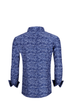 Load image into Gallery viewer, BUCKEROO SHIRTS: NAVY/WHITE PAISLEY
