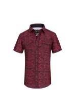 Load image into Gallery viewer, BUCKEROO SHIRTS: BLACK/RED PAISLEY SHORT SLEEVE
