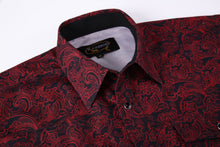 Load image into Gallery viewer, BUCKEROO SHIRTS: BLACK/RED PAISLEY SHORT SLEEVE
