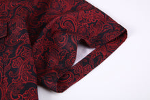 Load image into Gallery viewer, BUCKEROO SHIRTS: BLACK/RED PAISLEY SHORT SLEEVE
