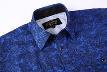 Load image into Gallery viewer, BUCKEROO SHIRTS: BLUE/BLACK PAISLEY SHORT SLEEVE
