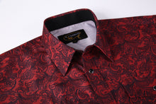 Load image into Gallery viewer, BUCKEROO SHIRTS: BURGUNDY/BLACK PAISLEY SHORT SLEEVE
