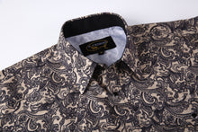 Load image into Gallery viewer, BUCKEROO SHIRTS: KHAKI/BLACK PAISLEY SHORT SLEEVE
