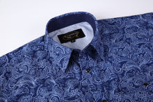 Load image into Gallery viewer, BUCKEROO SHIRTS: NAVY/WHITE PAISLEY SHORT SLEEVE
