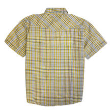 Load image into Gallery viewer, RODEO WESTERN SHIRTS: YELLOW &amp; WHITE SHORT SLEEVE PLAID
