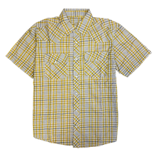 Load image into Gallery viewer, RODEO WESTERN SHIRTS: YELLOW &amp; WHITE SHORT SLEEVE PLAID
