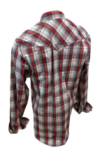 Load image into Gallery viewer, Men&#39;s BIG &amp; TALL RODEO WESTERN COUNTRY GREY WHITE RED PLAID PEARL SNAP UP FRONT POCKETS Shirt Cowboy
