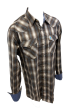 Load image into Gallery viewer, Men&#39;s BIG &amp; TALL RODEO WESTERN COUNTRY BROWN BLUE PLAID PEARL SNAP UP FRONT POCKETS Shirt Cowboy
