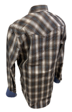 Load image into Gallery viewer, Men&#39;s BIG &amp; TALL RODEO WESTERN COUNTRY BROWN BLUE PLAID PEARL SNAP UP FRONT POCKETS Shirt Cowboy
